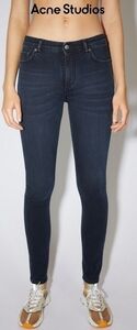 Acne Studios Skinny Fit Dark Wash Stretch Jeans 26 blue/black Midrise